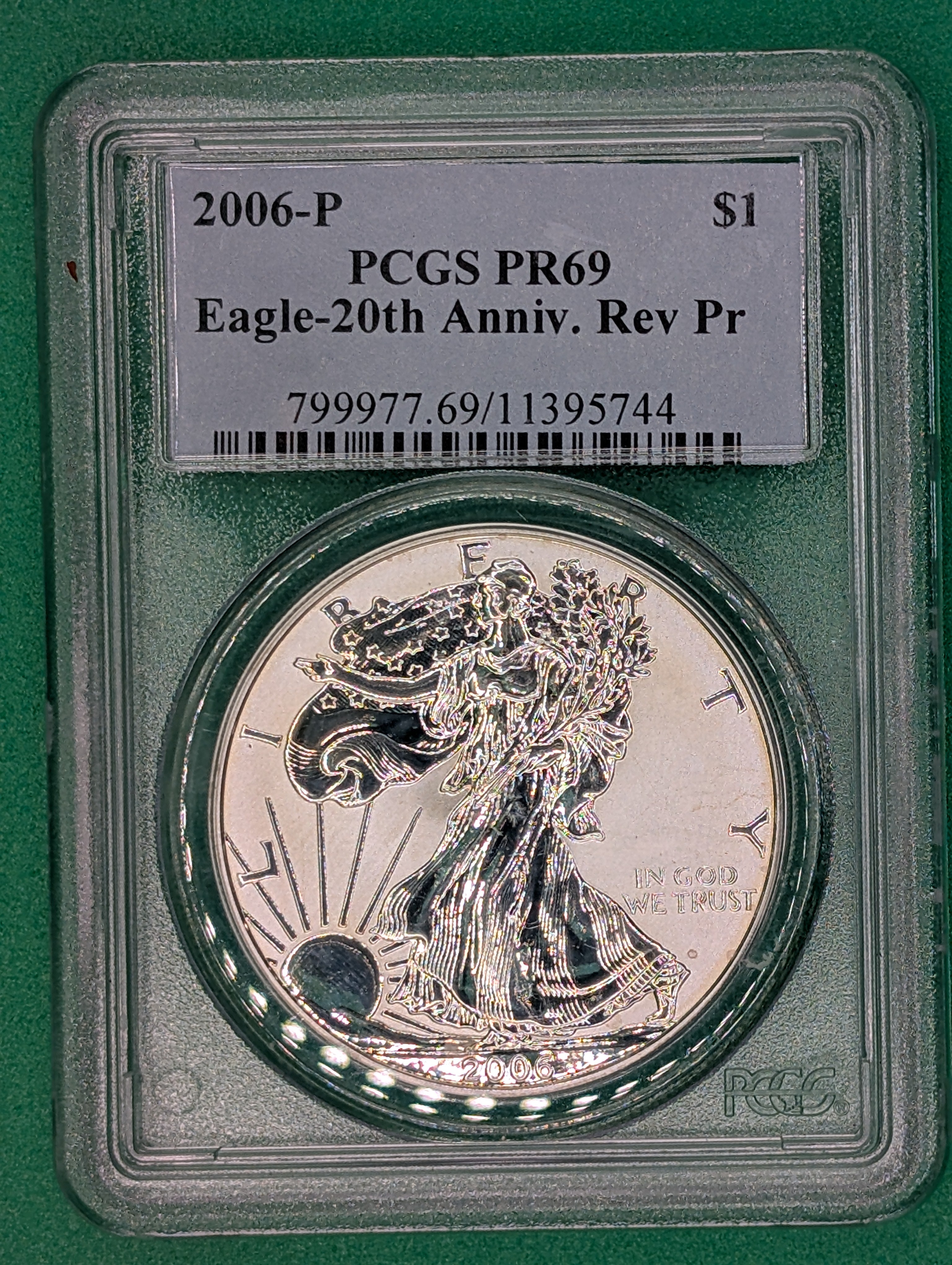 2006-P American Silver Eagle — Reverse Proof — PCGS PR69