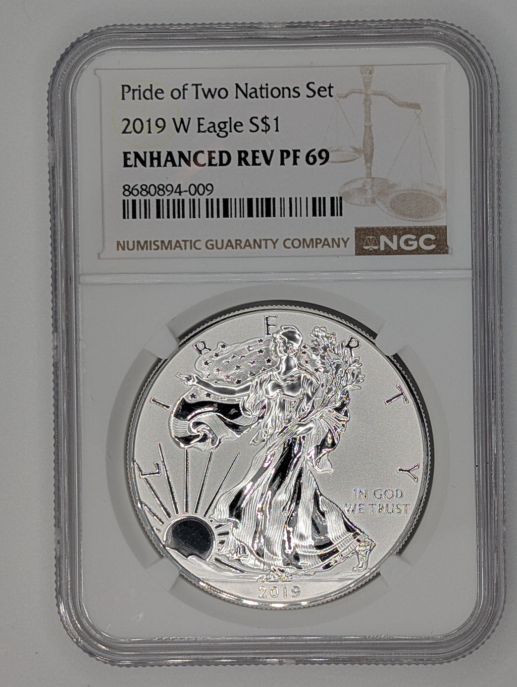 2019-W Pride of Two Nations Set — Enhanced Reverse Proof Silver Eagle (NGC PF69)