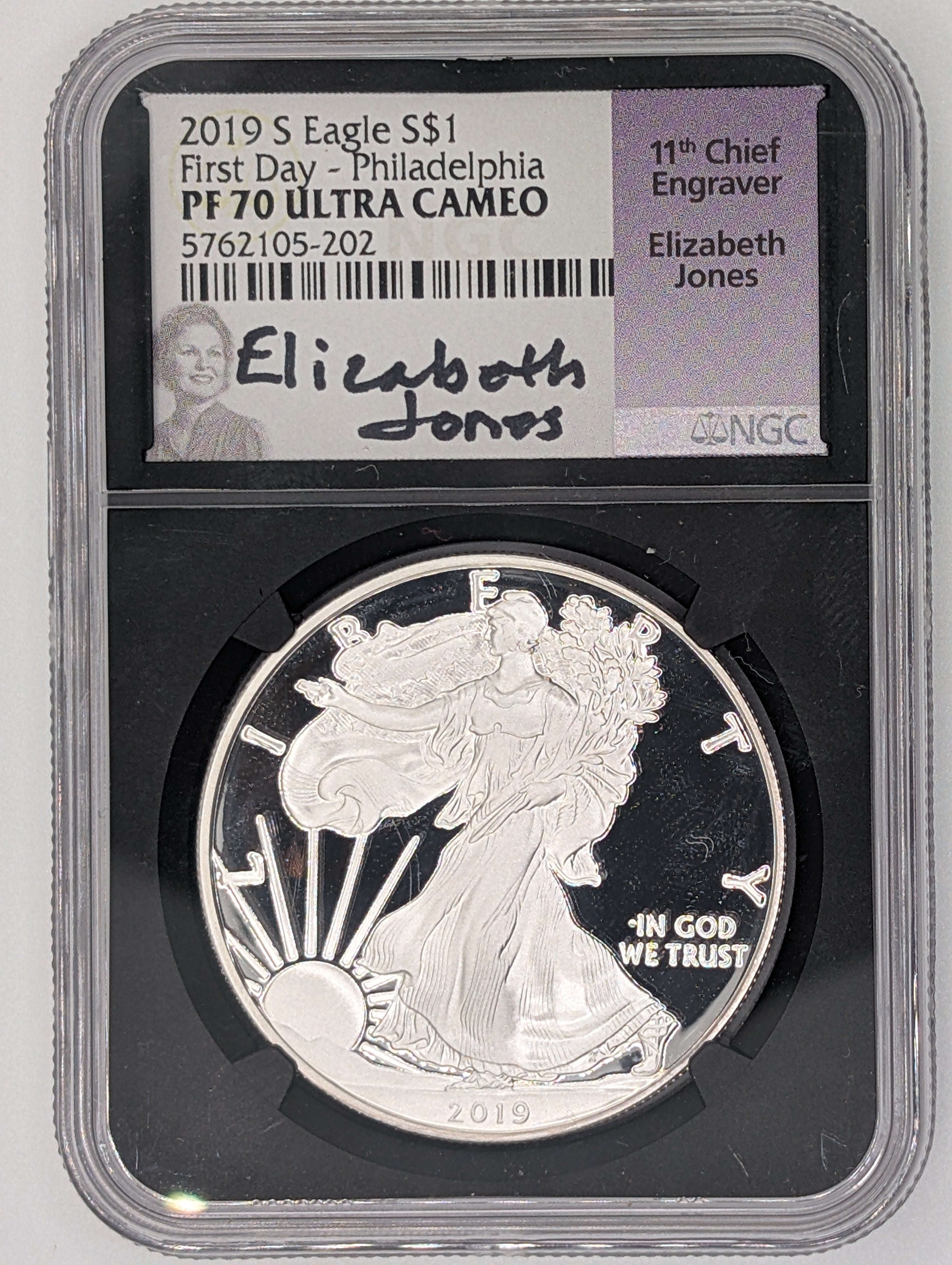 2019-S American Silver Eagle  — Proof - Elizabeth Jones Signature