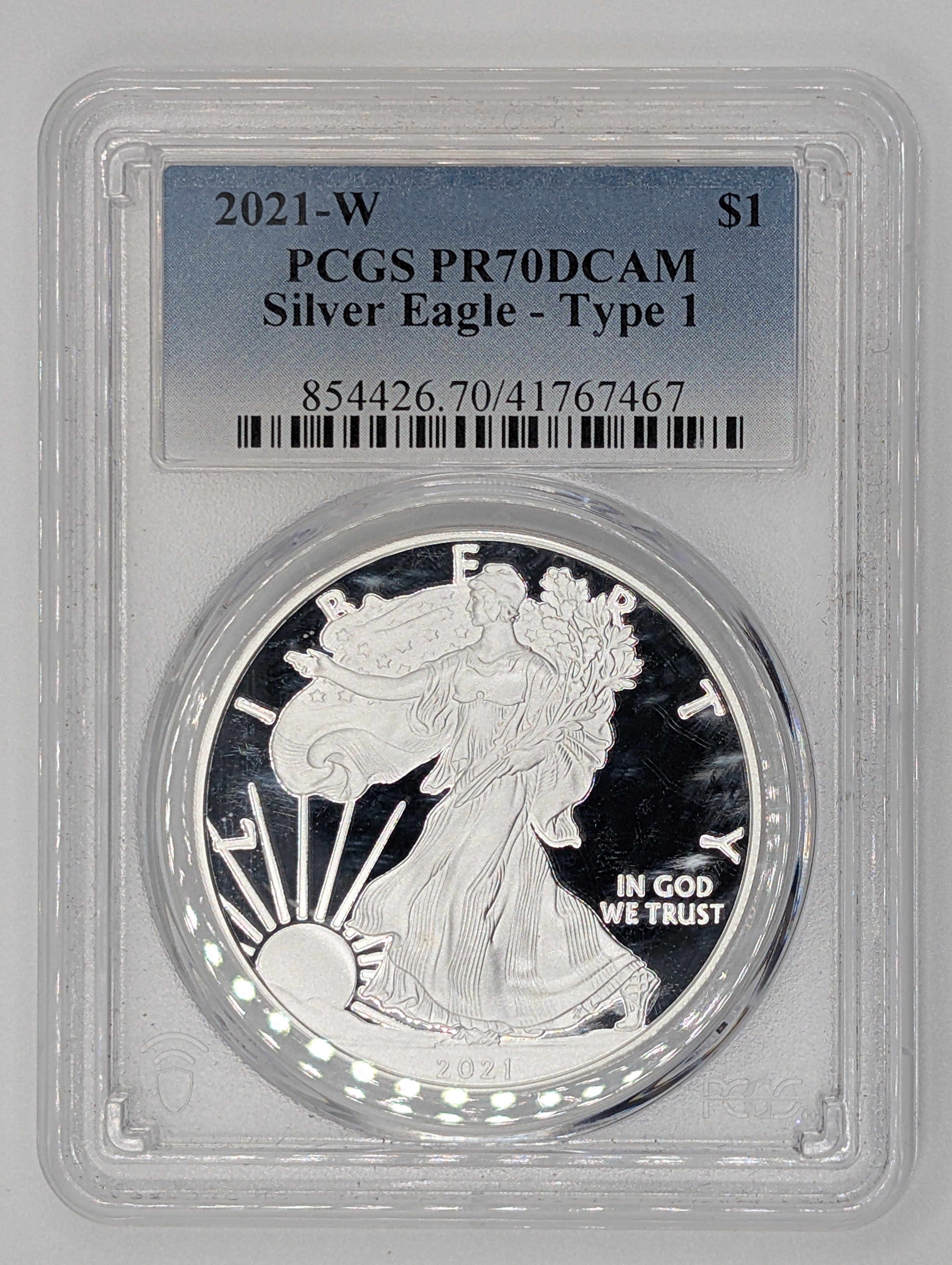 2021-W American Silver Eagle Type 1 - PCGS PR70 DCAM— Proof