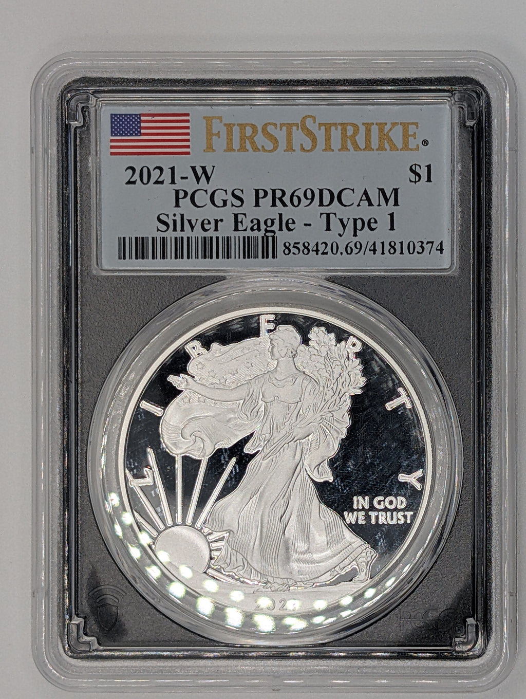 2021-W American Silver Eagle Type 1 - PCGS PR69 DCAM — Proof