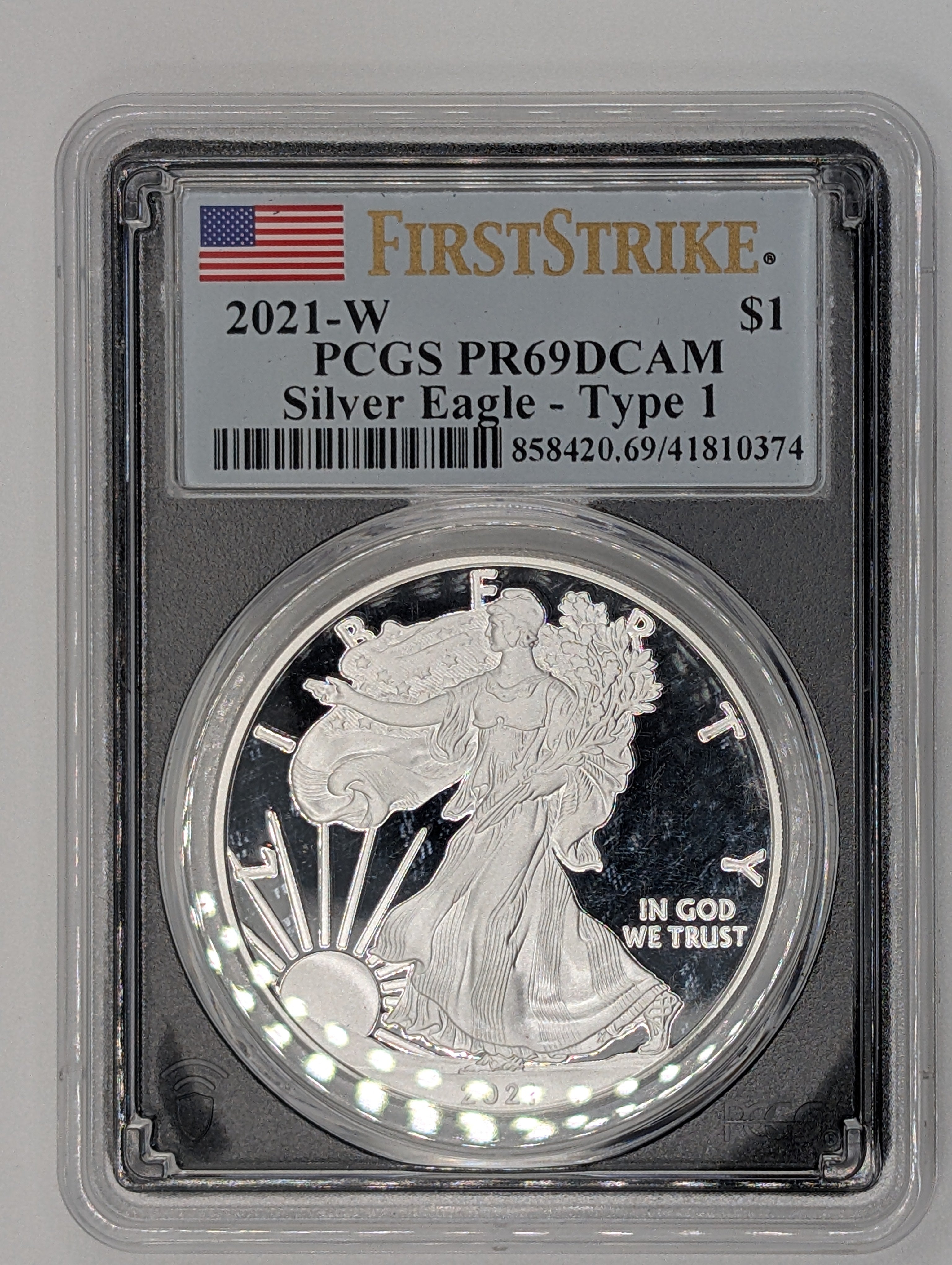 2021-W American Silver Eagle Type 1 - PCGS PR69 DCAM — Proof