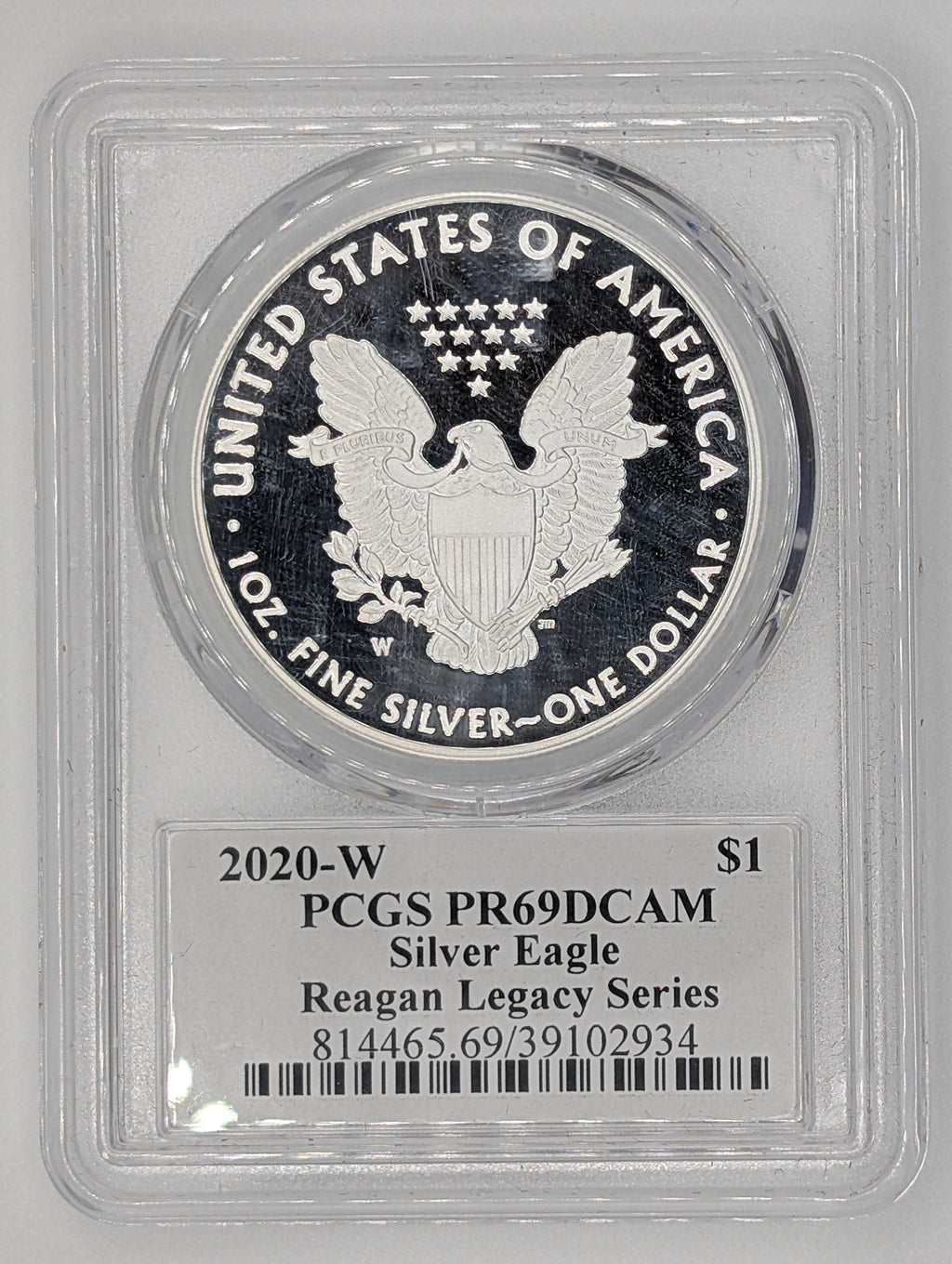 2020-W American Silver Eagle - PCGS PR69 DCAM - Reagan Legacy Series - Proof