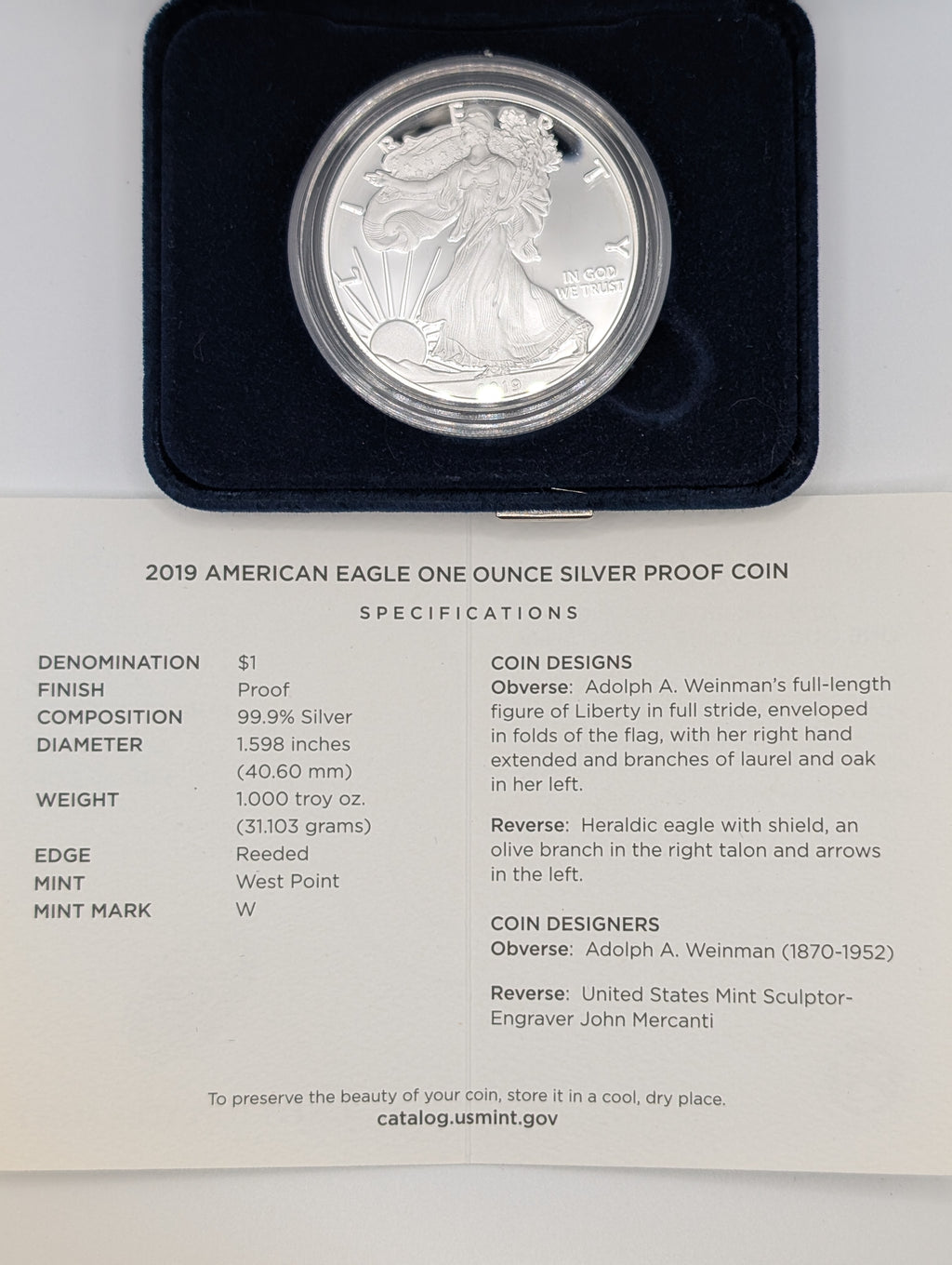 2019-W American Silver Eagle — Proof (OGP)