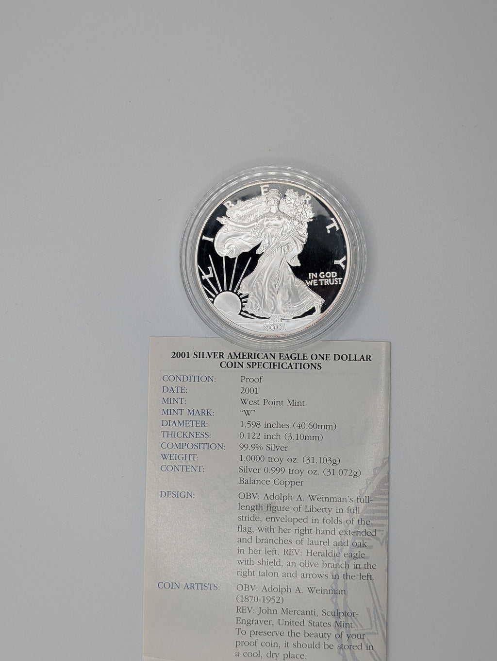 2001-W American Silver Eagle (OGP)