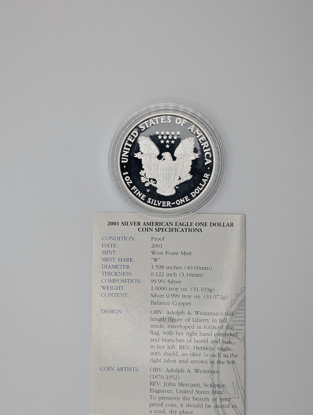 2001-W American Silver Eagle (OGP)