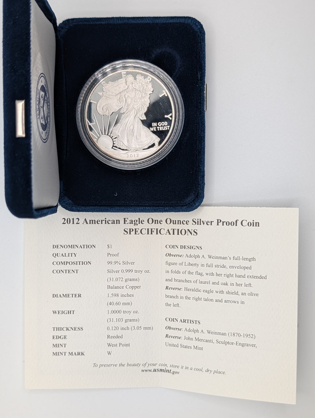 2012-W American Silver Eagle — Proof (OGP)