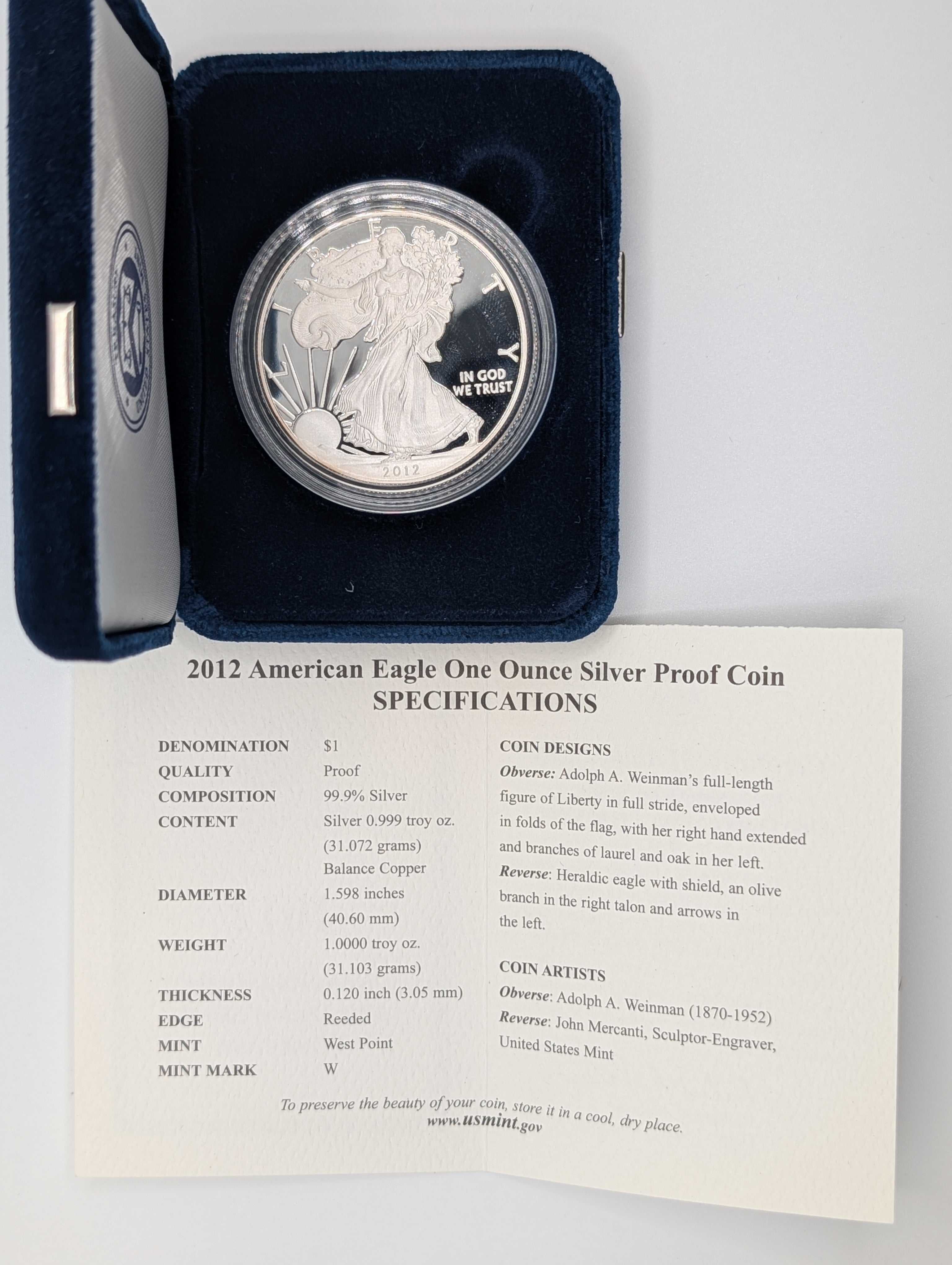 2012-W American Silver Eagle — Proof (OGP)