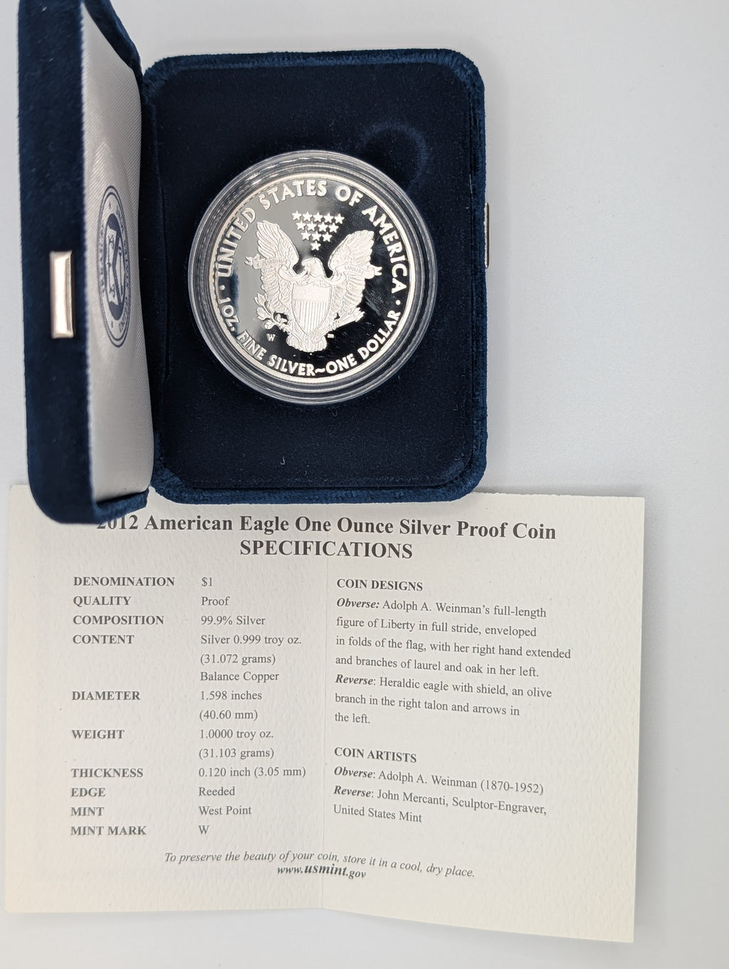 2012-W American Silver Eagle — Proof (OGP)