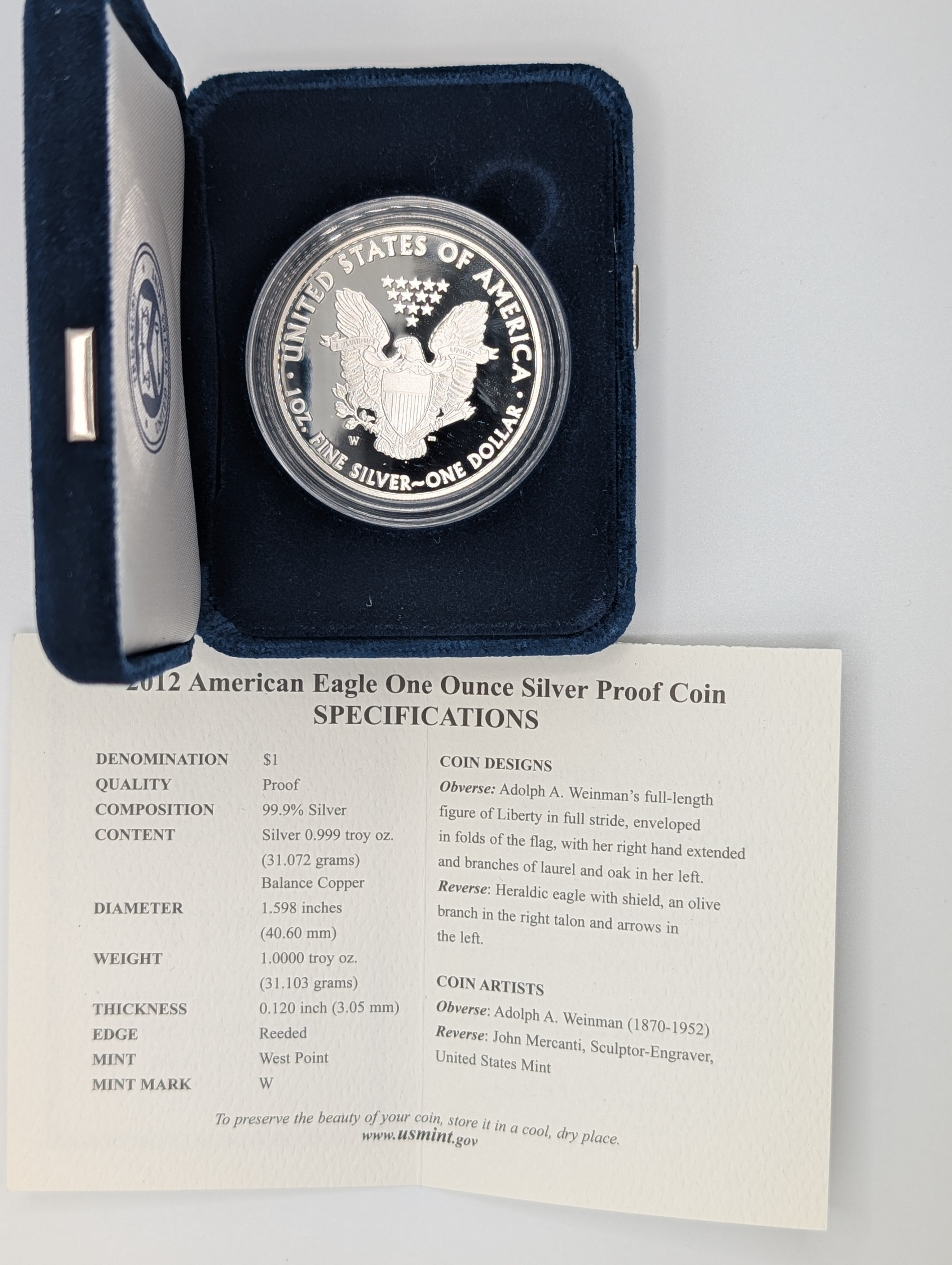 2012-W American Silver Eagle — Proof (OGP)