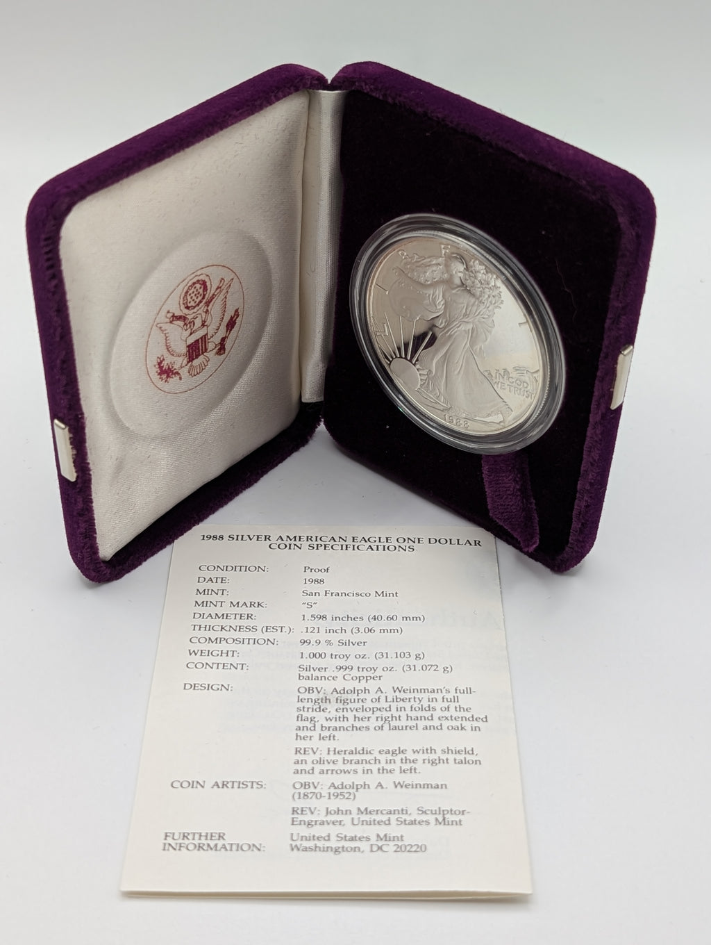 1988-S American Silver Eagle (OGP)