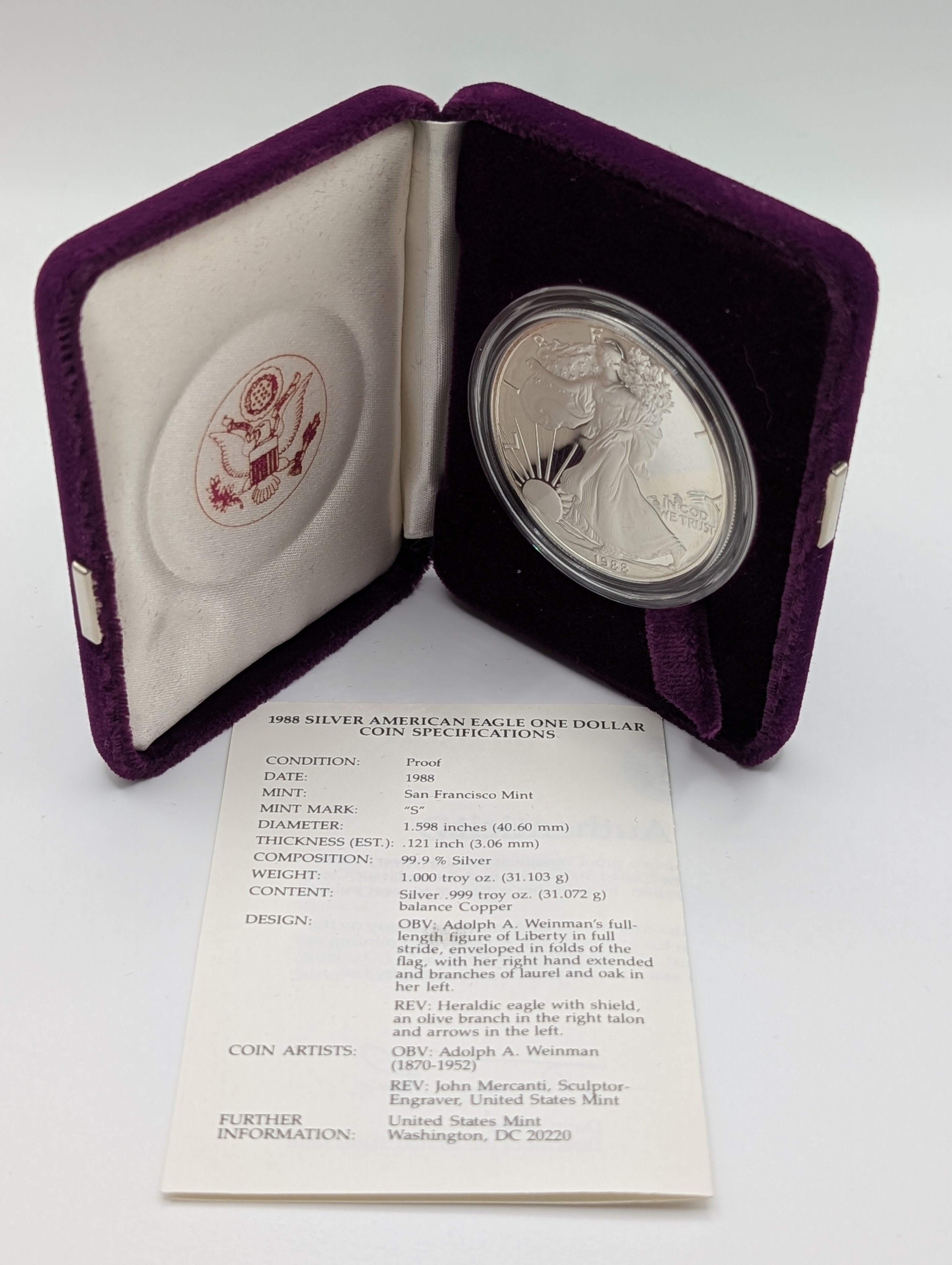 1988-S American Silver Eagle (OGP)