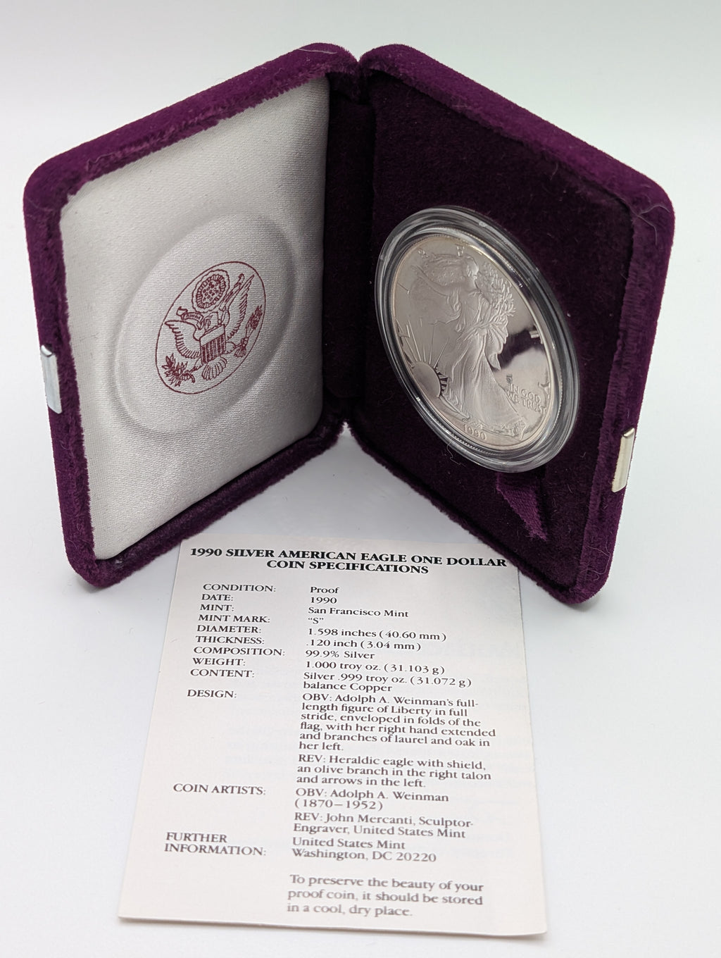 1990-S American Silver Eagle (OGP)