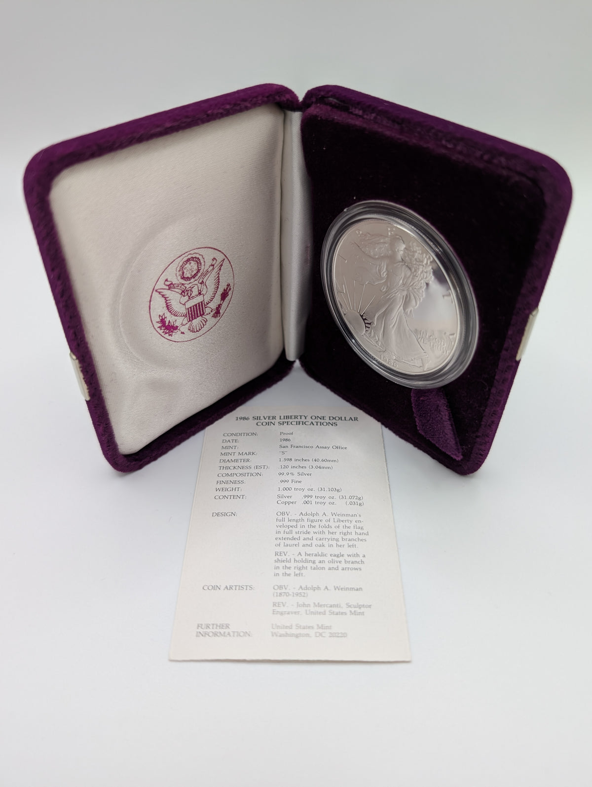 1986-S American Silver Eagle (OGP)