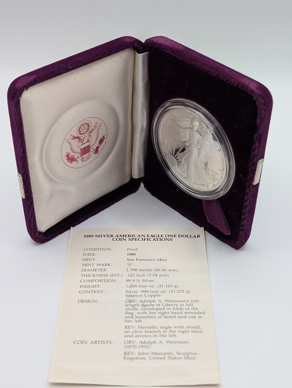 1989-S American Silver Eagle (OGP)