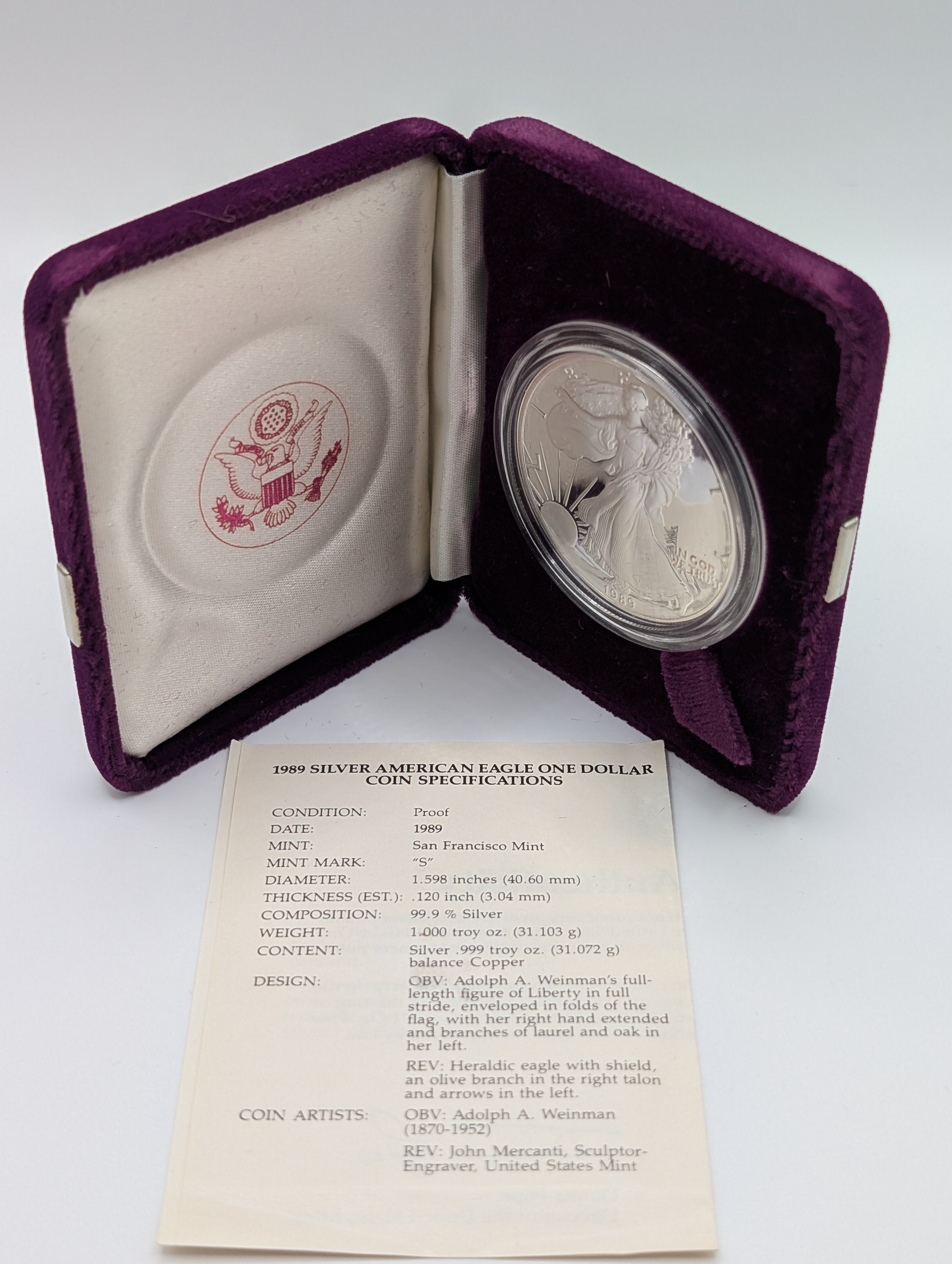1989-S American Silver Eagle (OGP)