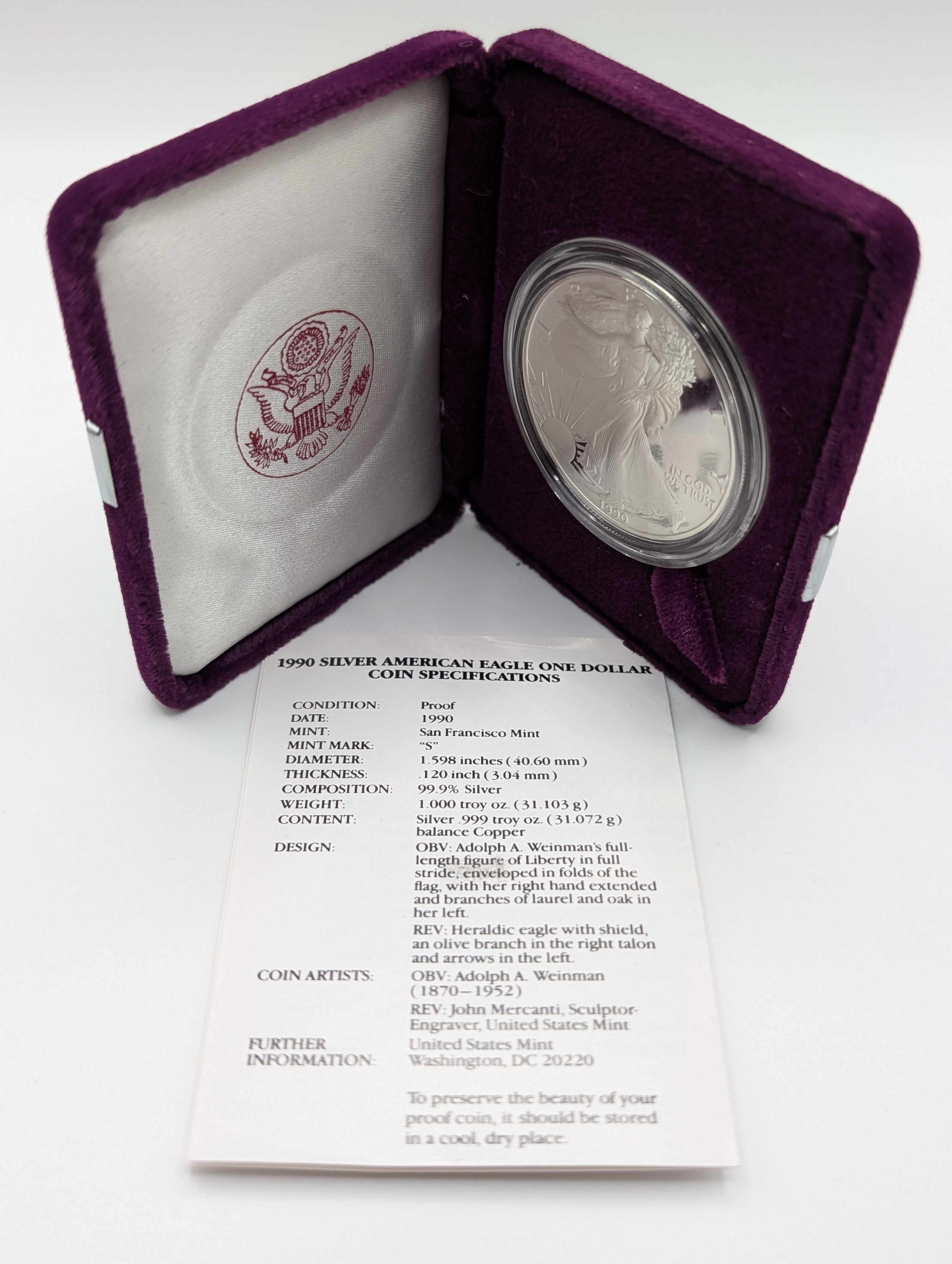 1990-S American Silver Eagle (OGP)