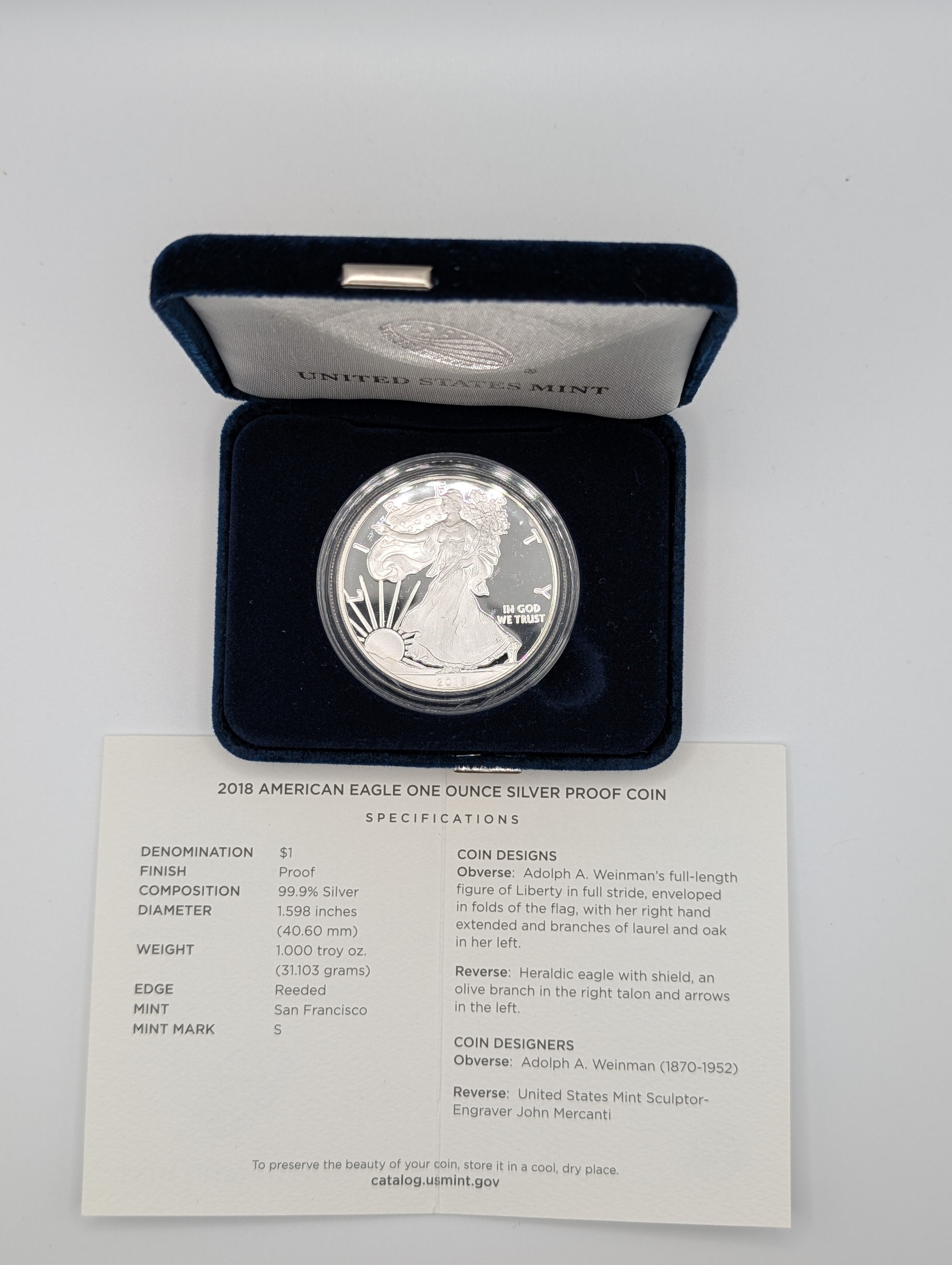 2018-S American Silver Eagle (OGP)