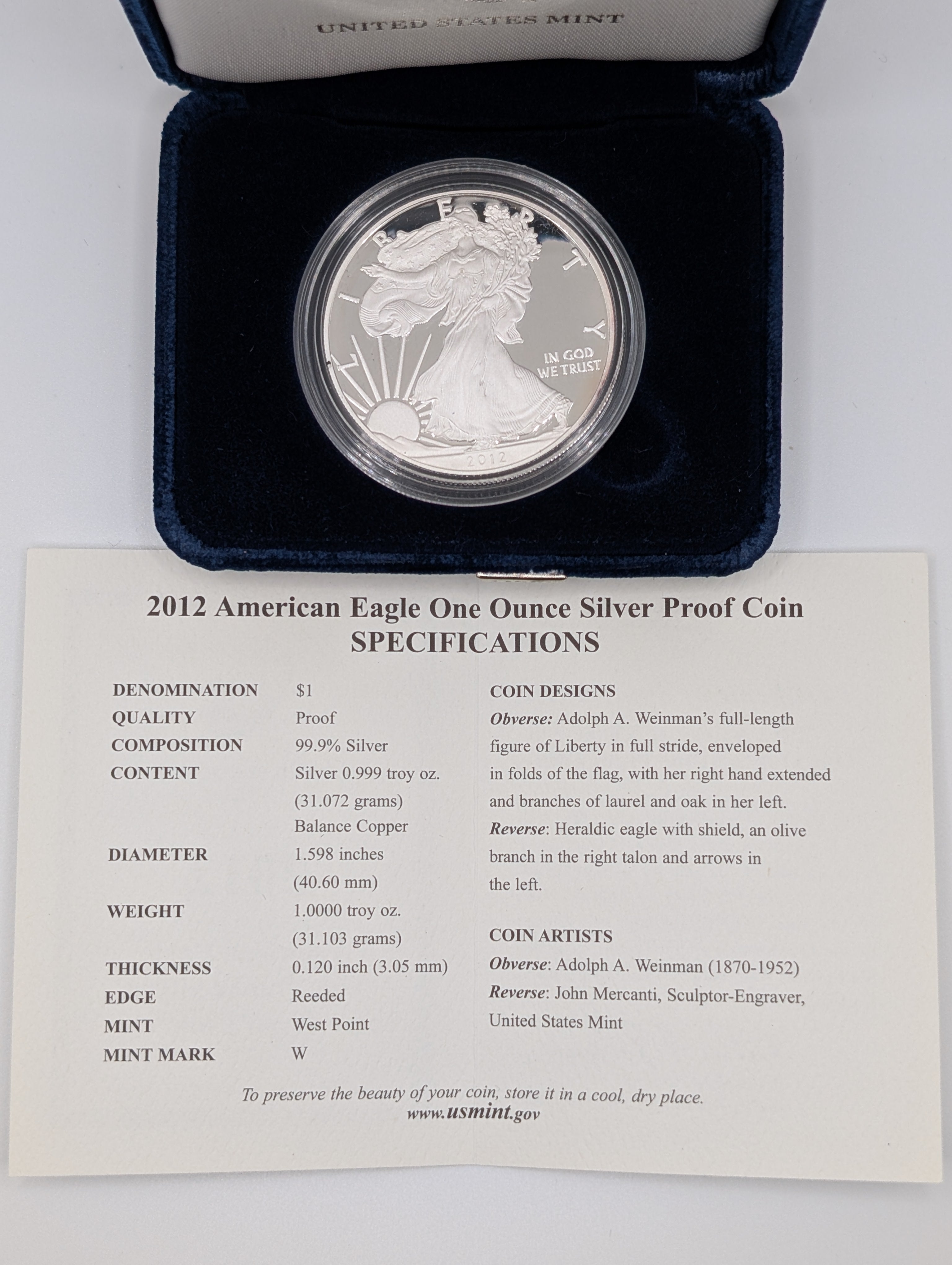 2012-W American Silver Eagle — Proof (OGP)