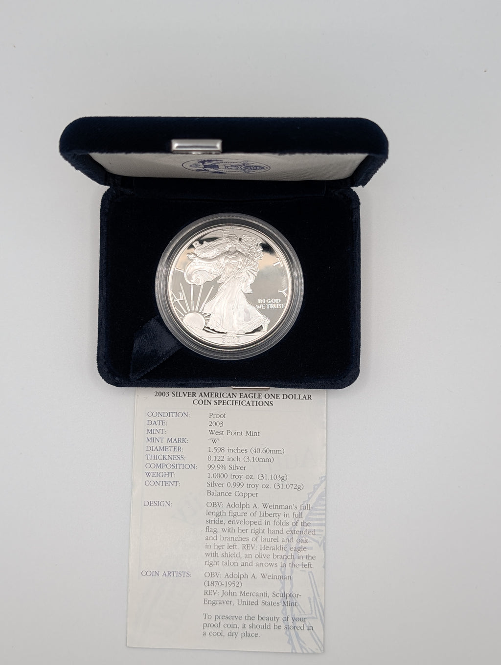 2003-W American Silver Eagle — Proof (OGP)
