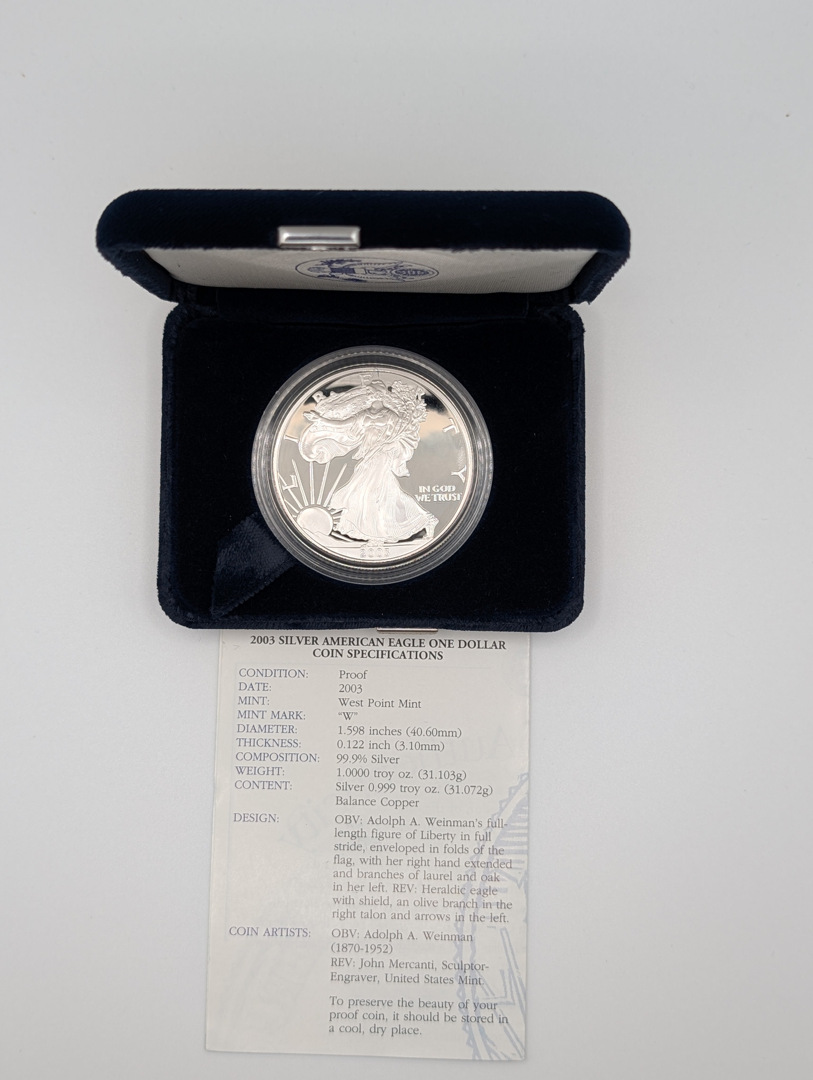 2003-W American Silver Eagle — Proof (OGP)