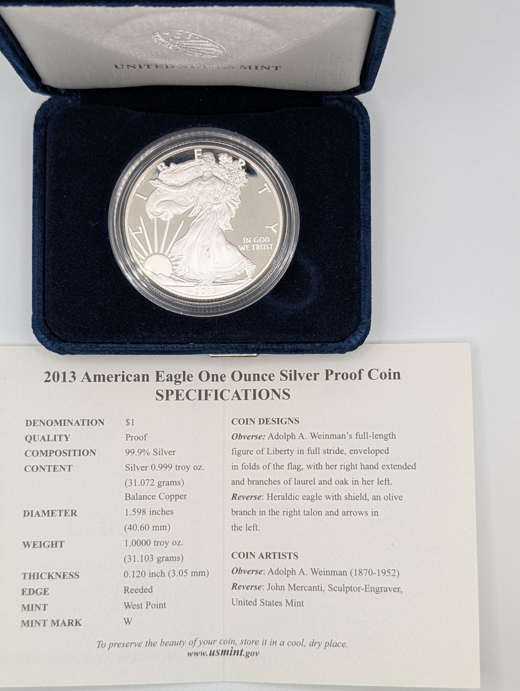 2013-W American Silver Eagle — Proof (OGP)