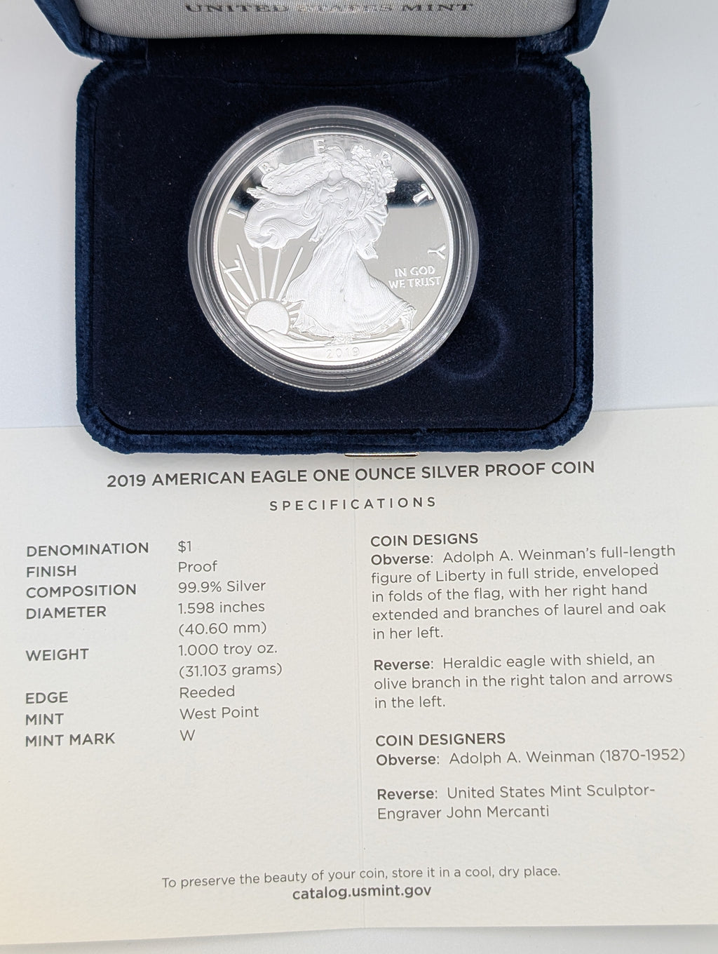 2019-W American Silver Eagle — Proof (OGP)